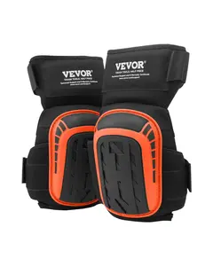 VEVOR Knee Pads for Work, Extended Heavy Duty Construction Knee Pads with 2 Extension Straps, Anti-slip Foam Gel Knee Pads, Men & Women, for Gardening Flooring Roofing and Cleaning, Black and Orange
