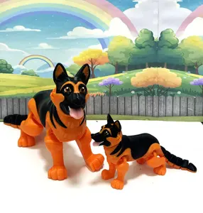 2pcs German Sheperd Figurines, Realistic Detailed Plastic Puppy Figures, Movable Joints Dogs Animals Toy Set AD-GS-2X
