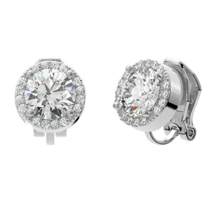 Round Halo Crystal Clip On Stud Earrings Round Halo Crystal Clip On Stud Earrings