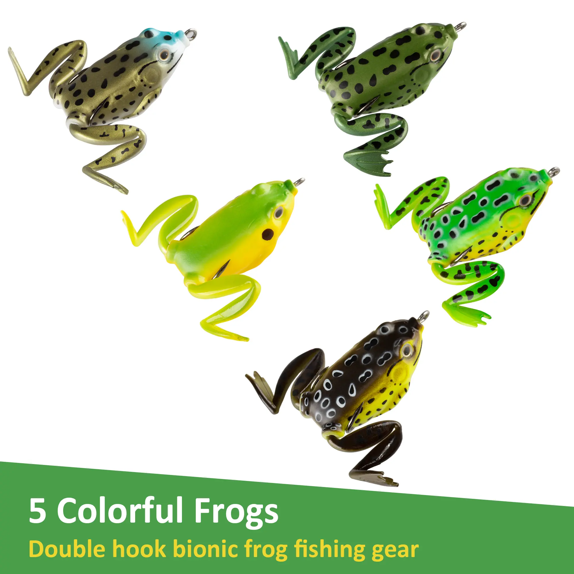 5 PCS Topwater Frog Lures Weedless Bass Lures Realistic Prop Frog Floating Frog Baits with Weedless Hooks for Freshwater Saltwater fishing  tackle