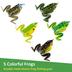5 PCS Topwater Frog Lures Weedless Bass Lures Realistic Prop Frog Floating Frog Baits with Weedless Hooks for Freshwater Saltwater fishing  tackle