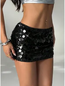 New Women's High Waist Sexy Sequin Slim Fit Bodycon Short Skirt, Fashionable Half-Length Dress, Perfect for Evening Parties and Events