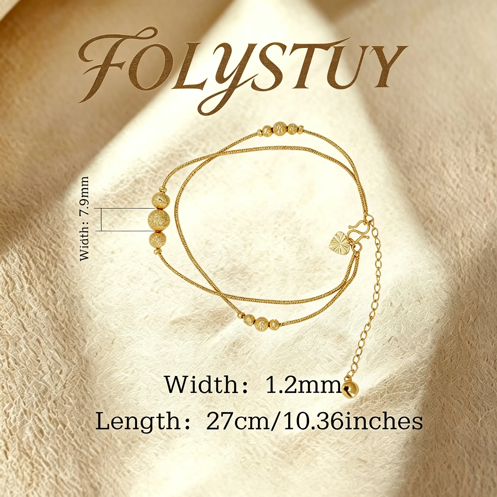 [1.2mm by 10.36 inches Snake bone + bead double-layer anklet (can be used as a bracelet)]【FOLYSTUY(W176+W177)】Snake bone + bead double-layer anklet (can be used as a bracelet) - Exquisite Delicate Ornament for Any Occasion