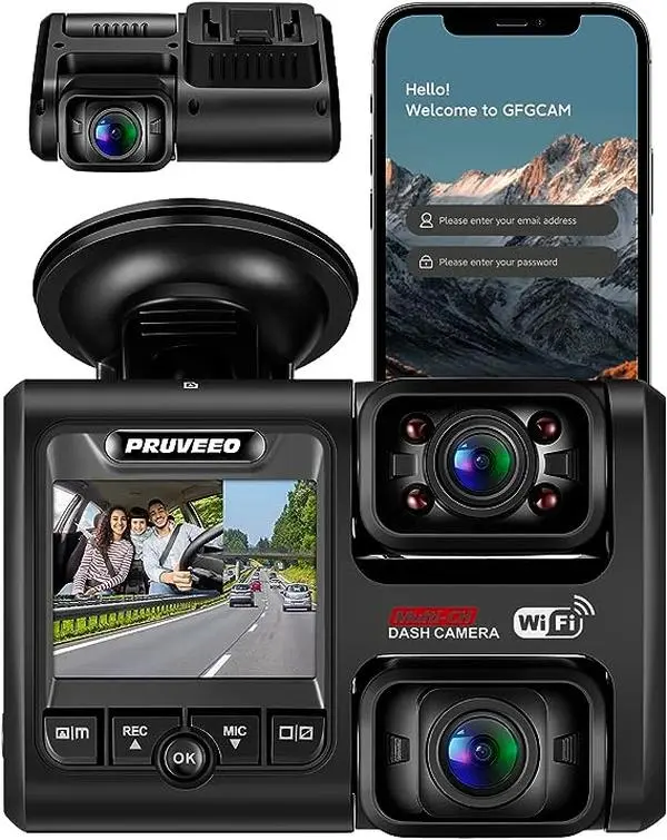 PRUVEEO Dash Cam, Front and Inside 1080P Dual FHD Dash Camera for Cars, Novatek Processor, Single-Channel 2160P, Infrared Night Vision, Built-in WiFi, 24H Parking Monitor Mode, 2 Inch LCD, 512 Gb Max Carplay Dash Cam Automotive Dvr#Summervibes
