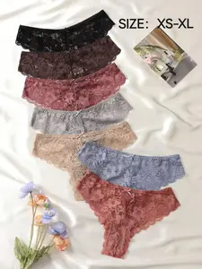 Women's Floral Lace Thongs, Soft Comfy Breathable Panty for Daily Wear, Underwear for All Seasons, Soft Breathable Panties, Fashion Breathable Underwear, Casual Elegant Panty