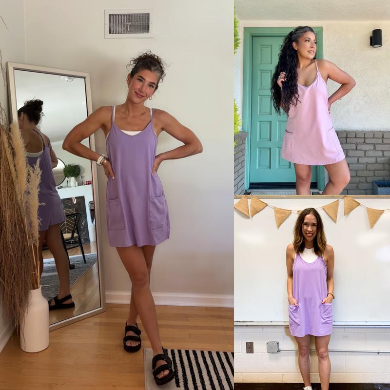 Naeduo Women's Summer Sleeveless Mini  Coco Dress Athletic Dress Spaghetti Strap Short Tennis Dress with Pockets Sports Jersey