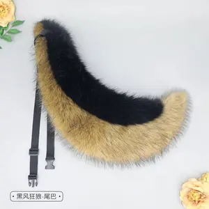 Cosplay Wolf Dog Ears HairBand Ears Beast Tail Dress Up Party Headdress Black-backed Wolf Ears Headband Dog Tail Accessories Set
