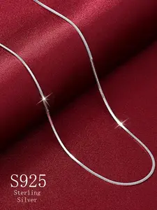 Silver snake chain 925 sterling silver necklace, accessories for men and women, hypoallergenic snake bone necklace, perfect gift for minimalist accessories, exquisite clavicle chain, first choice for party, ideal Christmas gift