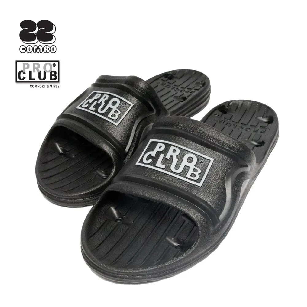 PROCLUB Men's Non-Slip Waterproof Quick-Drying Breathable Cotton/Polyester Shower Slide Shoe, Comfortable Casual Footwear for Indoor-Gym Use (S to 5XL)