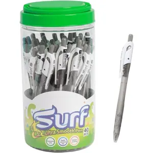 Ballpoint Pens, Black Ink, 0.5mm Fine Point, 40 Count Pack, Smooth Ink Pens, Ball point Pens, Transparent Pale  (FO-GELB068-Black)