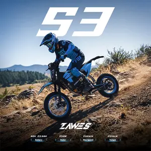 Zawes 250W Peak Mid-Drive Electric Off-Road Bike |46MPH & 15Miles Range | 60V 23.4AH Battery | HydraulicBrakes | For Teens & Adults Dual Seat Lightweight w/