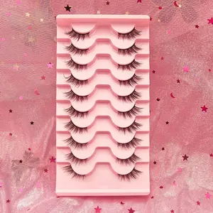 10 Pairs Natural Look Fluffy False Eyelashes, Half Eye Lashes Extension, Soft 3D Faux Mink Lashes, Black Band Reusable, Beginner Friendly Suitable For Everyday Makeup, Daily, Dating, Wedding ,Travel, Lashes