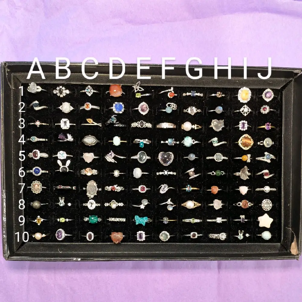 Tray C Silvered Copper Crystal Ring - Adjustable Size, Dainty Design, Adults Cute Whimsical