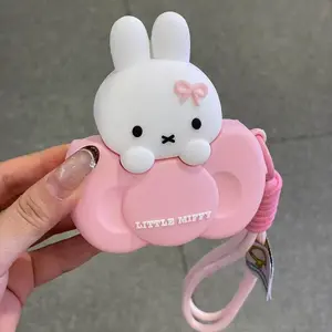 Bow Miffy Rabbit Case Cover for AirPods 1/2/3/4 & Pro/pro2 Headphones, Cute Wireless Earphones Protector, Earphone Storage, Headphone Pouch, Birthday Gift for Boyfriend/girlfriend
