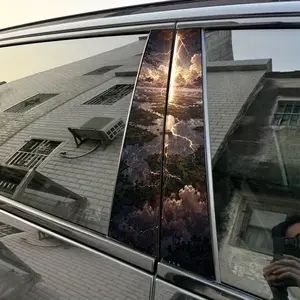 2pcs Lightning PillarGolden CloudsSword in Ground Car Sticker B-Pillar DIY Center Pillar Film Decorative Car Accessory