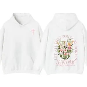 Fashionable Christian sweatshirt hooded sweatshirt in full color, allowing everything you do to be completed in love. Bible scripture sweatshirt, Jesus loves you shirt, women's faith clothingRAIMENTRY