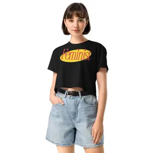 Feminist Cropped T-Shirt - Bold Statement Tee in Black