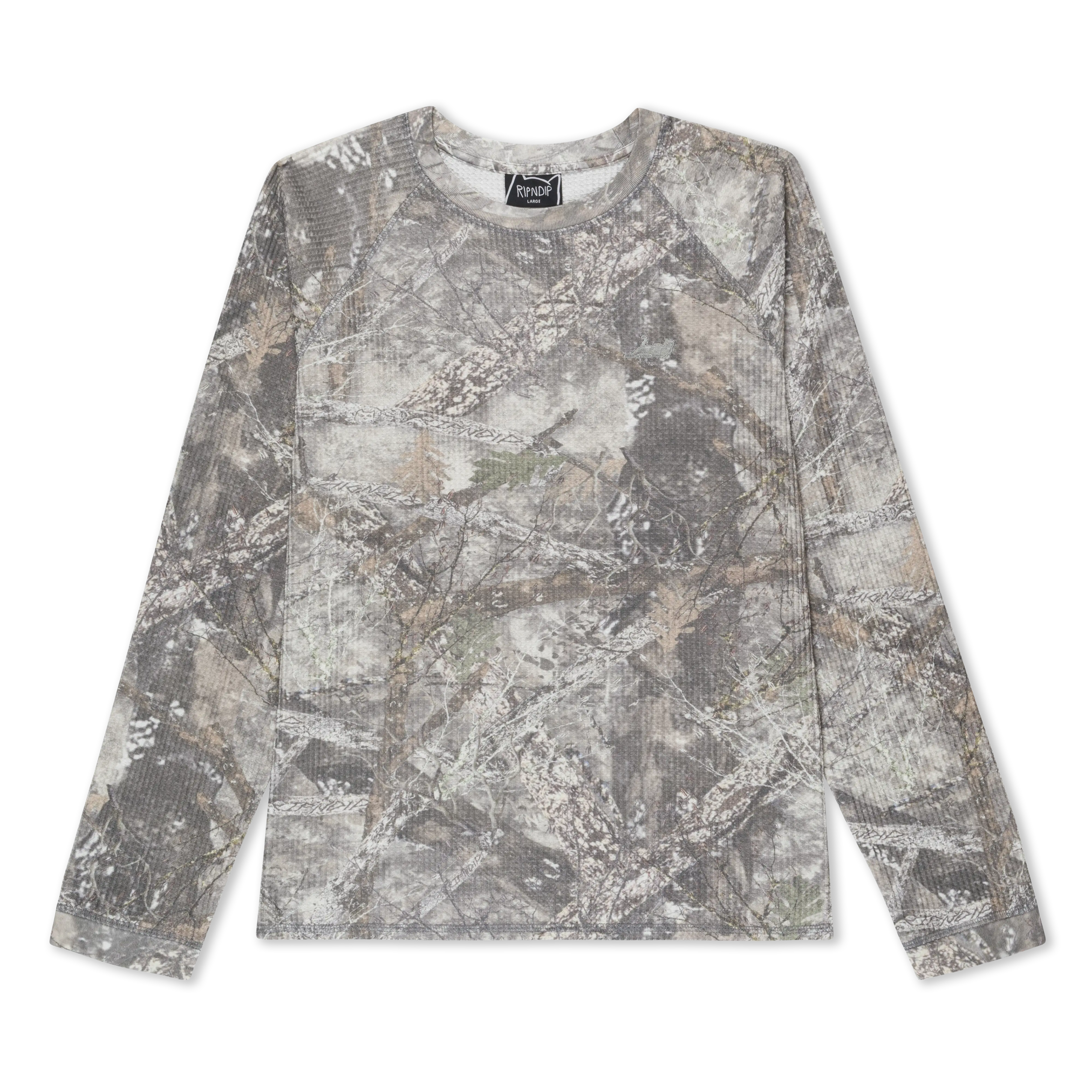 Men's Nerm Tree Camo Cotton Knit Thermal Longsleeve, Menswear Casual Thermal Underwear Top