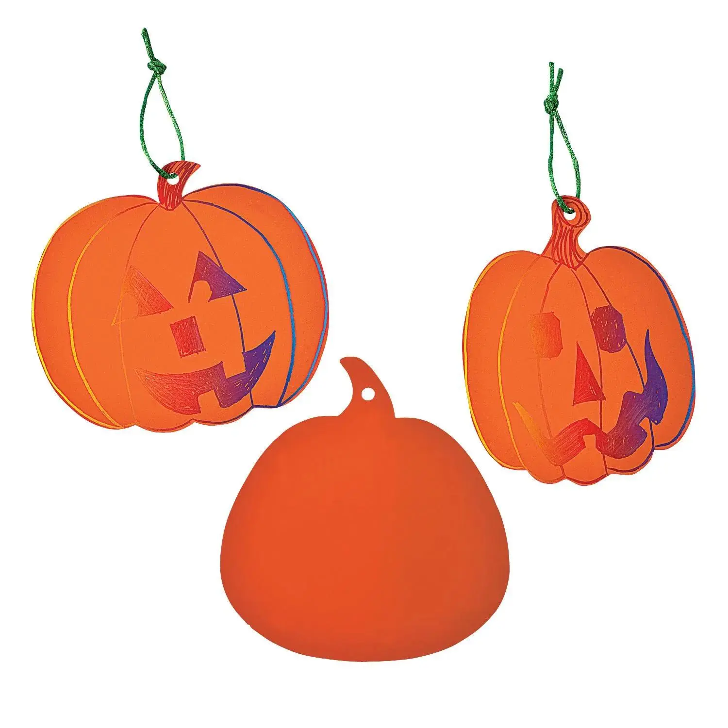 Magic Color Scratch Orange Pumpkin Ornaments, Craft Supplies, 24 Pieces