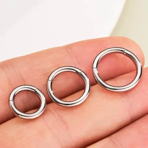 Oufer 12G Septum Ring Implant Grade Titanium Hinged Segment Hoop Nose Hoop Daily