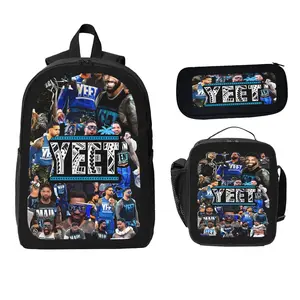 Jey Uso Backpack With Lunch Box Pencil Case 3 In 1 For Boy Girl Teen Schoolbag Lightweight Large Capacity 600D Oxford Cloth Adjustable Straps Comfortable Mesh Back Cushioning backpack goals-B