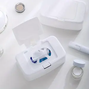 Elegant White Wet Wipe Dispenser - Portable, Easy-Clean Plastic Napkin Holder For Bathroom