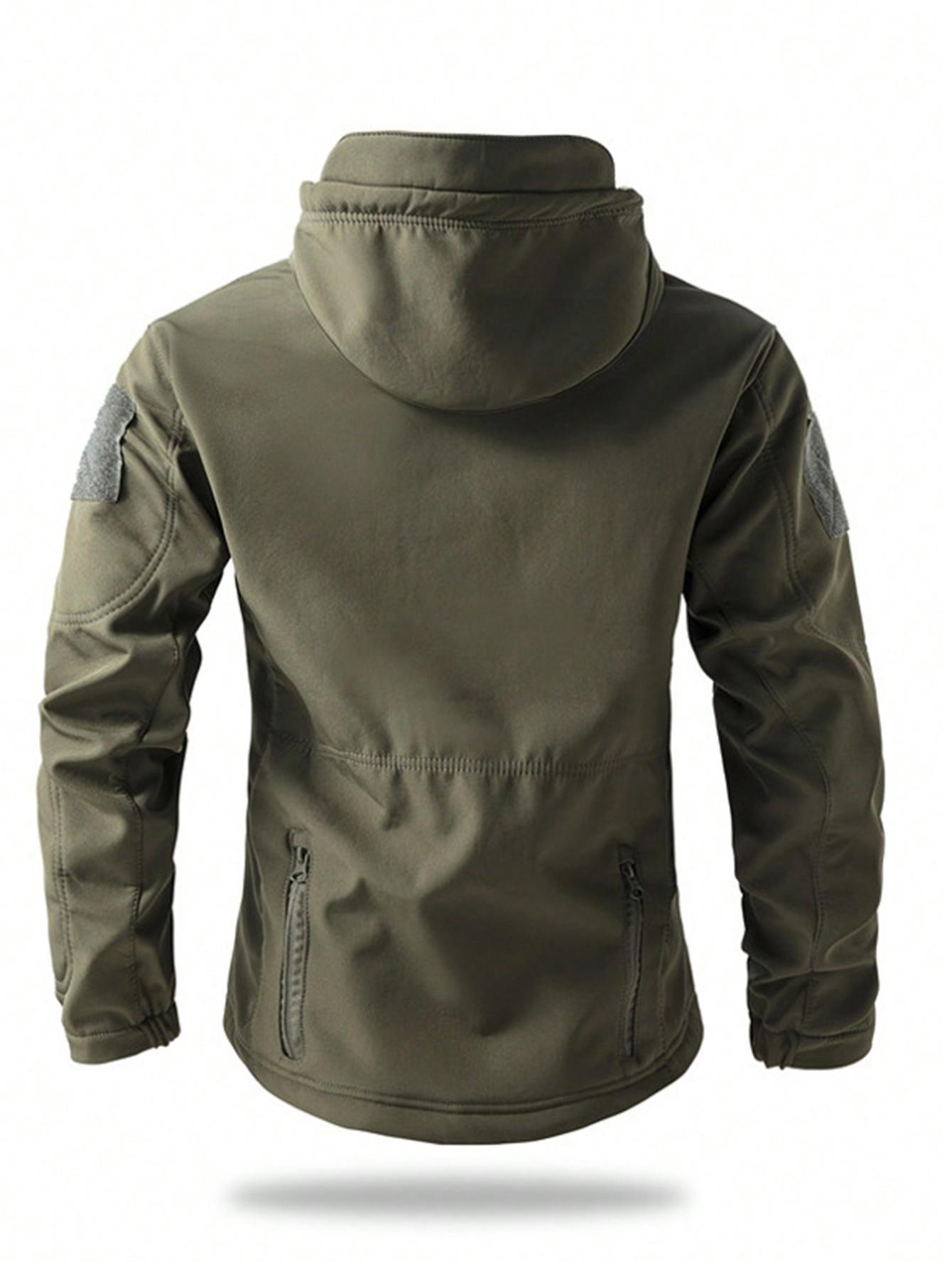 Men’s tactical softshell fleece outdoor jacket, windproof, waterproof, wear-resistant, breathable, multi-pocket mountaineering hiking jacket, Multi-Pockets, Universal Sport