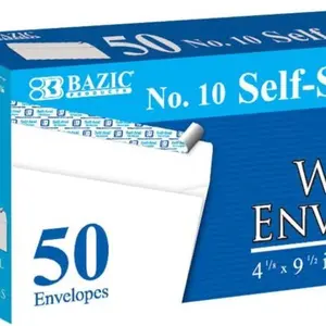 50 Pack #10 Self-Seal White Envelopes