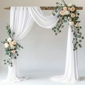 Elegant Embroidered Curtain for Weddings and Parties, Transparent Polyester Fabric, Perfect for Arches, Wedding Arch Cover, Ceremonies, Ceiling Decorations