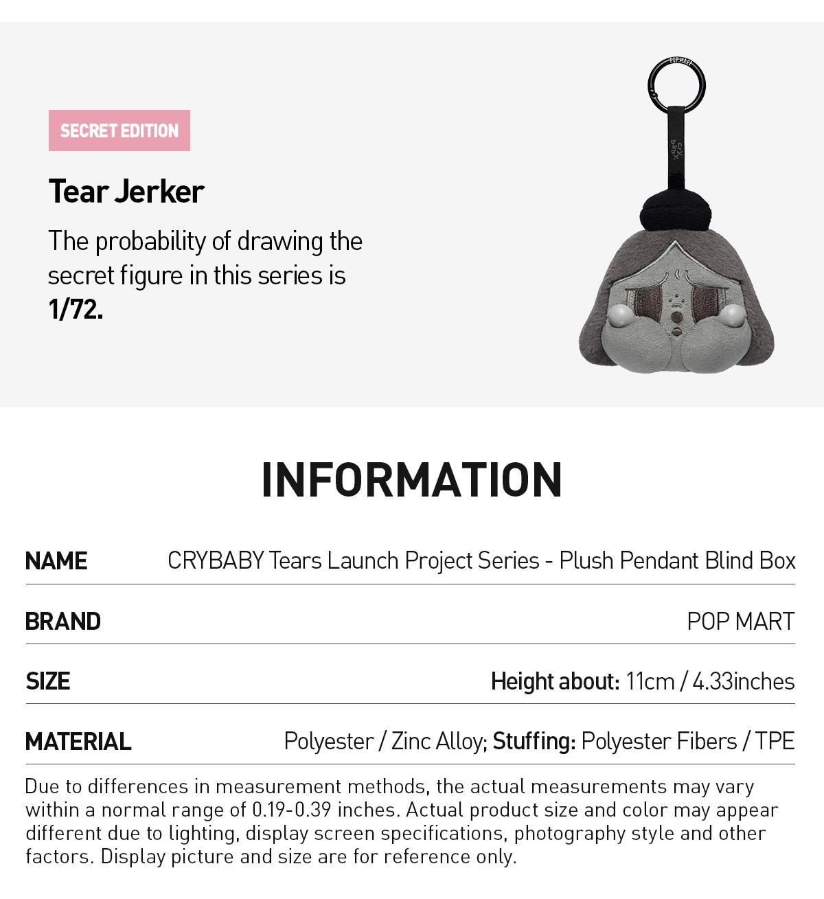 POP MART CRYBABY Tears Launch Project Series-Plush Pendant Blind Box