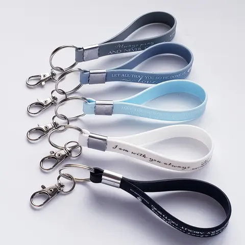 Elegant Silicone Keychains Multipack - Meaningful Etched Bible Verse, Compact, Lightweight Personal Design, Durable Stainless Steel Clip, Travel Daily Casual Use Christian Inspirational Gift for Adults