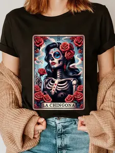 100% Cotton La Chingona Tarot Card Funny Spanish Slang Boss Latina Power T-Shirt