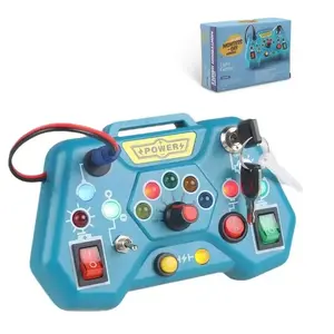 Montessori Busy Board with 8 LED Light Switches, Sensory Light Switch Travel Toy, Learning Toy Gift, Visual Learning Tools, Compact Portable