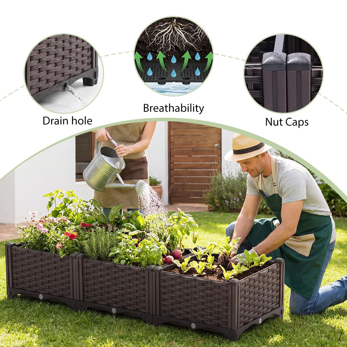 Raised Garden Bed – Strengthened PP Material, Tool-Free Assembly, Heat & Frost Resistant, With Water Storage & Drainage Chassis