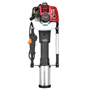 52cc Gas-Powered T Post Driver, 2-Stroke Engine Gasoline Fence Piling Pounder, 1300W Portable Piledriver with 3 Post Driving Head(49/69/100 mm) , For Farm, Ranch Fencing, Road Improvements
