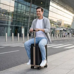 【Airline-approved】Electric Suitcase, Electric Riding Luggage with 250W Motor, Removable 95.7Wh Battery (Pressure-Resistant & Explosion-Proof) 38L Storage, Ultra-Lightweight 13.2LBS, Adjustable Speed 2.5-8MPH, TSA-Approved for Travel