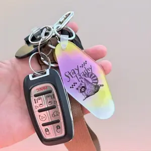 Funny Motel Keychain | Stay Trashy Raccoon | Retro Sarcastic Gift for Her