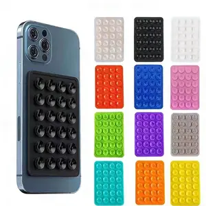10pcs Silicone Phone Suction Cup Stand, Mount, Durable, Square Phone Holder with 24 Suctions, Sticky Protective Case, Multifunctional Design, Random Colors, Accessories