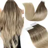 LaaVoo Tape-In Real Human Hair Extensions, Natural Straight, Strong Self-Adhesive, 20-Count 50g, Tape-Under for Thin Middle Sections, Proper Care Enhances Longevity, 20-Count Pack Covers Multiple Looks