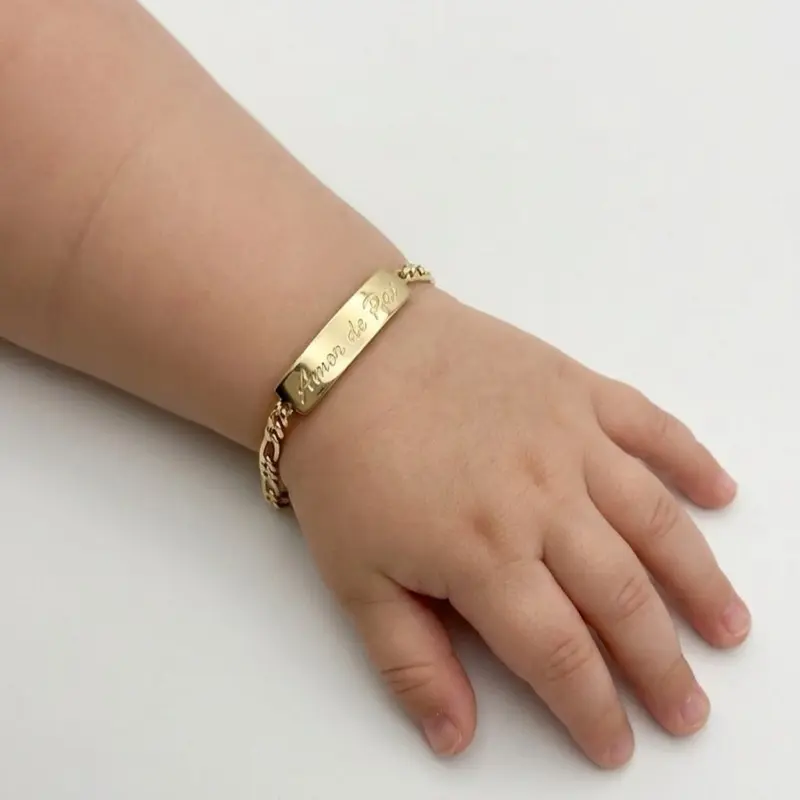 Classic Slave for the Little Ones 14K Laminated Gold Bracelet Hypoallergenic High Quality Gift Size 14cm + 2cm