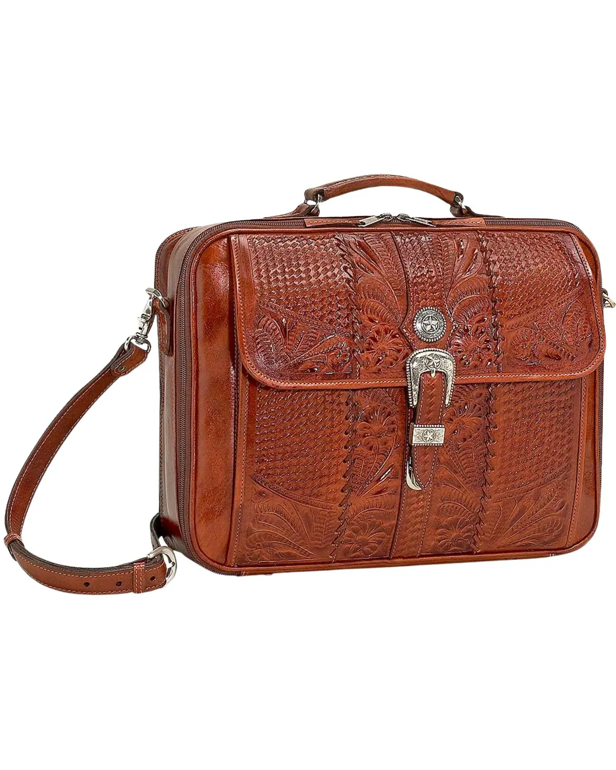 American West Unisex Leather Laptop Briefcase - 8565910