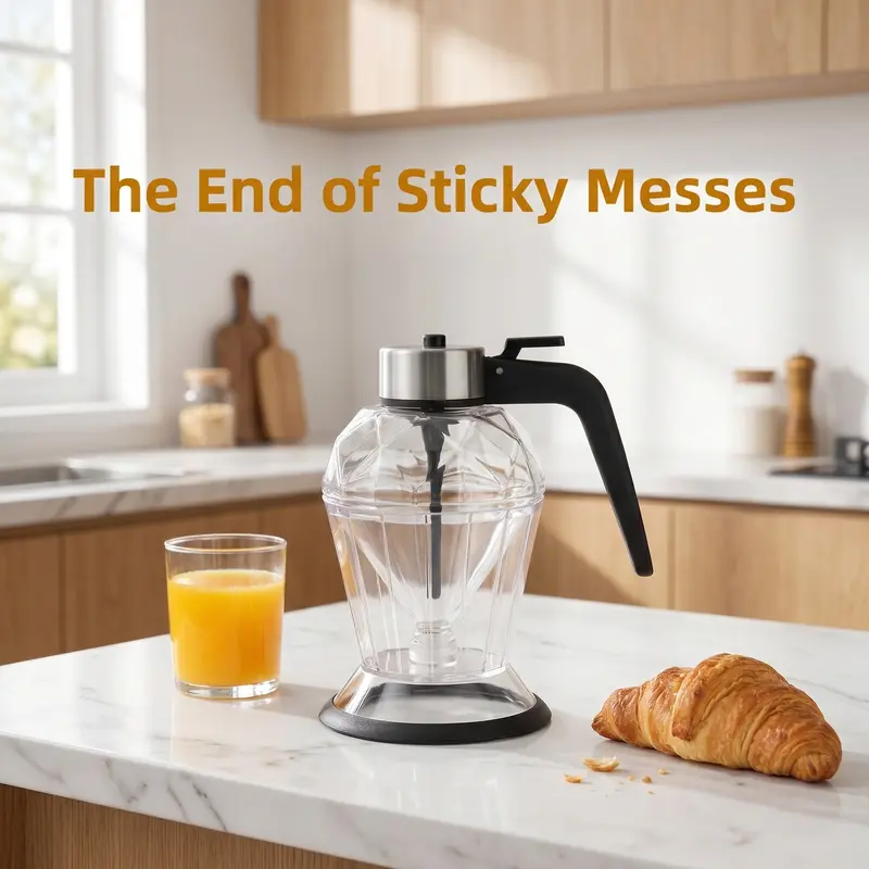 2026 Upgrade Diamond Cut Glass Honey Dispenser, No Mess No Drip Syrup Bottle, Easy Press Trigger Pourer, Dishwasher Safe 8oz Honey Jar for Home Brunch, Pancakes, Waffles & Outdoor Picnic