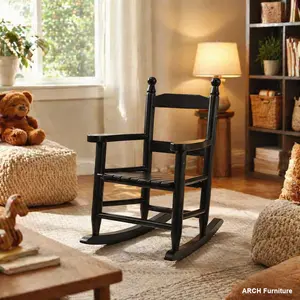 ARCH Oak Children's Rocking Chair - 14x18x22" - Durable ESP Construction - Easy Single-Box Setup - Slatted Back Solid Wood - Indoor/Outdoor Use - Kids' Bedroom Hardwood Furniture Chair