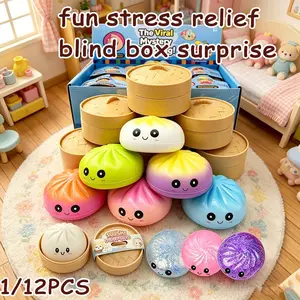 Cute Expression Baozi Stress Relief Toy Set, Soft Tpr Material Dough Stress Reliever, Squishy Fidgets, Anxiety Relief Gift, Office Desk Accessory