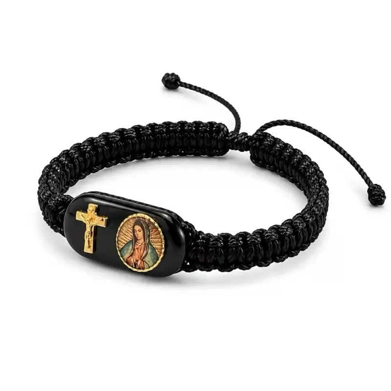 Large Knotted Rope Virgen de Guadalupe Bracelet