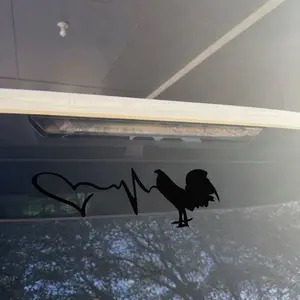 Heart Beat Rooster Vinyl Decal Chicken Lover Car Window Sticker Fun Rooster Design for Car Windows Easy to Apply