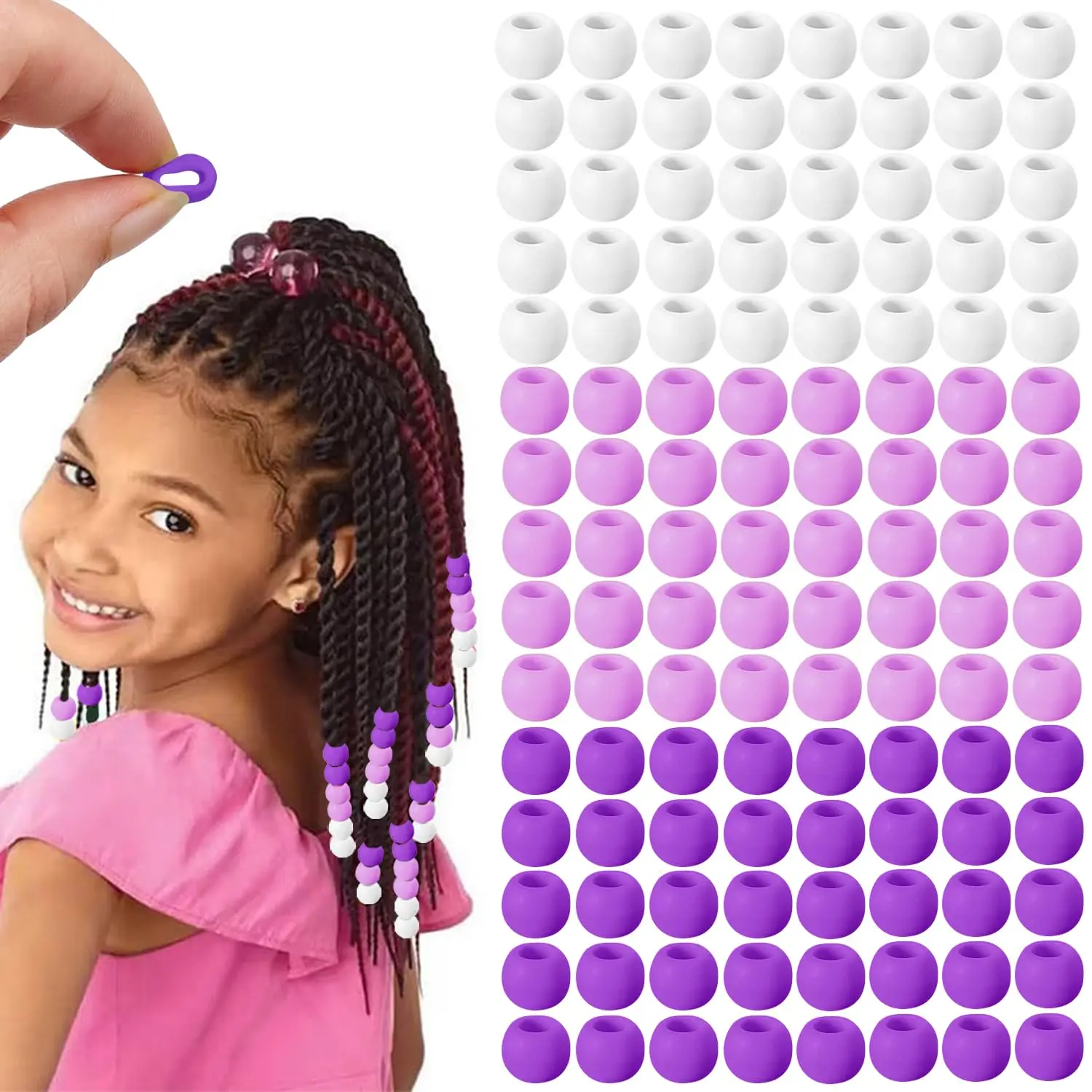 120 count  Hair Beads for Women Girls Braids, Soft Colorful Pony Beads Bulk for  Girls Women Hair Accessories for Braids ()