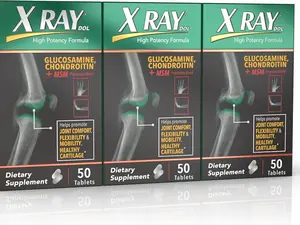 X Ray High Potency Joint Health Supplement, 3 Pack. With Glucosamine 1500mg, Chondroitin 300mg, MSM 120 mg, Supports Healthy Joints, Dietary, Healthcare Bones & Cartilage - 50 Count, each  - For Men & Women - 3-pack