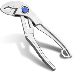 Mini Water Pump Pliers, 4-Inch Groove Joint Pliers, Fast Adjustable Tongue and Groove Pliers with 15-Position Push-Lock, V-Jaw for Multi-Surface Grip, Ideal for Tight Spaces and Versatile Use