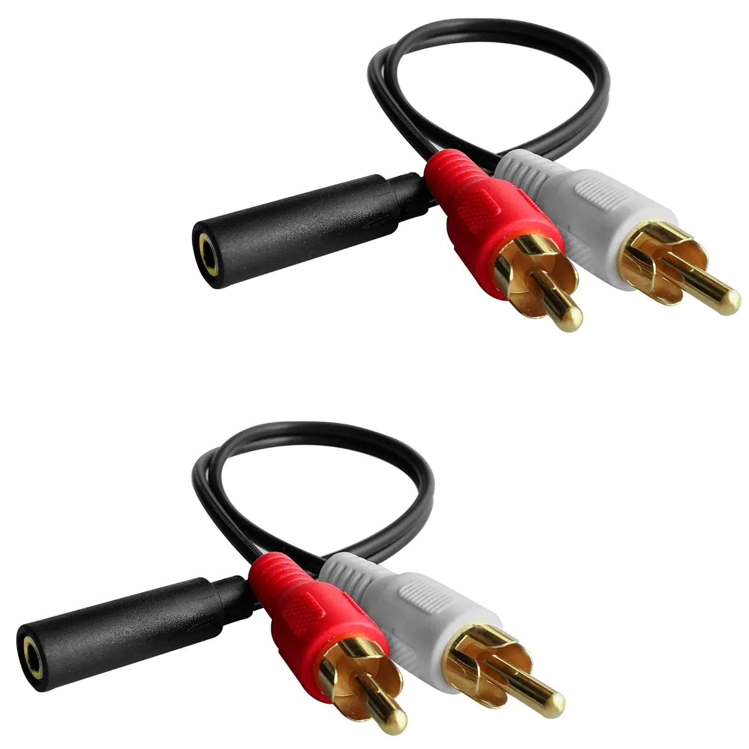 Stereo 3.5mm Female to 2 RCA Male Y Connector Audio Cable, 8in 2-Pack Audio & Tech Accessories Compatible with TV, Smartphones